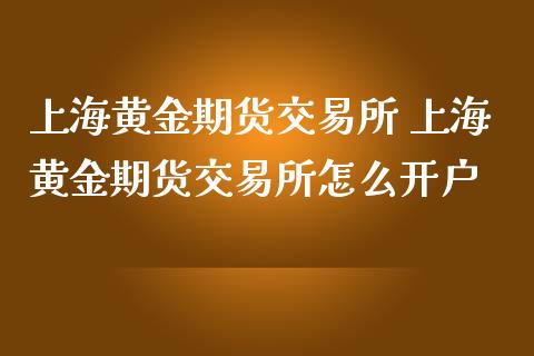 上海黄金期货交易所 上海黄金期货交易所怎么开户_https://www.cqckcrrc.com_黄金期货_第1张