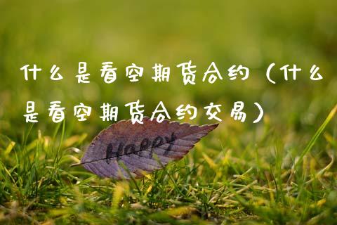 什么是看空期货合约（什么是看空期货合约交易）_https://www.cqckcrrc.com_基金理财_第1张