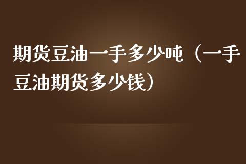 期货豆油一手多少吨（一手豆油期货多少钱）_https://www.cqckcrrc.com_原油期货_第1张