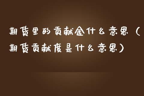 期货里的贡献金什么意思(期货贡献度是什么意思)_道指直播_第1张_期货投资网 期货里的贡献金什么意思(期货贡献度是什么意思)_https://www.cqckcrrc.com_道指直播_第1张