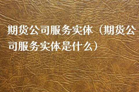 期货公司服务实体（期货公司服务实体是什么）_https://www.cqckcrrc.com_国际期货_第1张