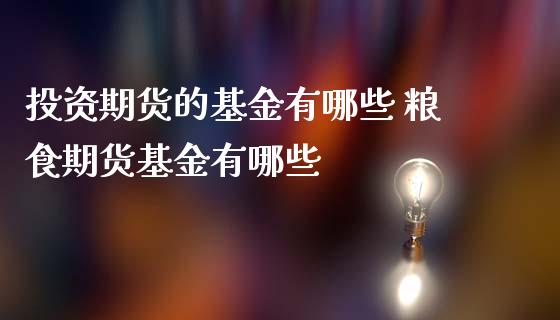 投资期货的基金有哪些 粮食期货基金有哪些_https://www.cqckcrrc.com_恒生指数_第1张