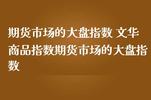 期货市场的大盘指数 文华商品指数期货市场的大盘指数_https://www.cqckcrrc.com_纳指直播_第1张