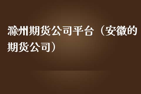 滁州期货公司平台（安徽的期货公司）_https://www.cqckcrrc.com_国际期货_第1张