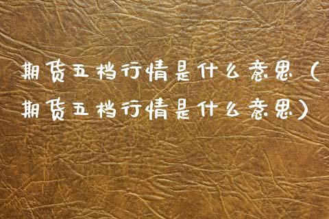 期货五档行情是什么意思（期货五档行情是什么意思）_https://www.cqckcrrc.com_道指直播_第1张