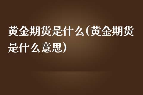黄金期货是什么(黄金期货是什么意思)_https://www.cqckcrrc.com_财经直播室_第1张