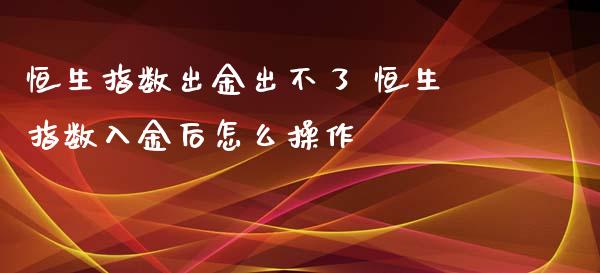 恒生指数出金出不了 恒生指数入金后怎么操作_https://www.cqckcrrc.com_恒生指数_第1张