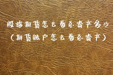 股指期货怎么看总资产多少(期货账户怎么看总资产)_财经要闻_第1张_期货投资网 股指期货怎么看总资产多少(期货账户怎么看总资产)_https://www.cqckcrrc.com_财经要闻_第1张