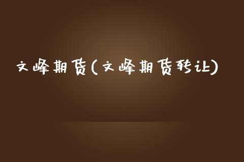 文峰期货(文峰期货转让)_国际期货_第1张_期货投资网 文峰期货(文峰期货转让)_https://www.cqckcrrc.com_国际期货_第1张