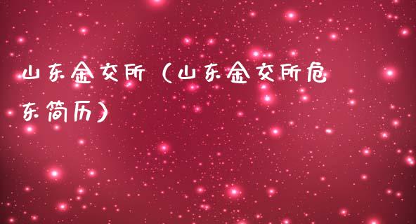 山东金交所（山东金交所危东简历）_https://www.cqckcrrc.com_道指直播_第1张