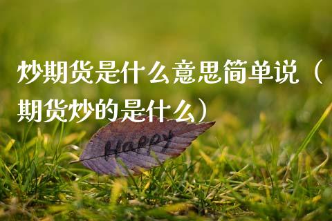 炒期货是什么意思简单说（期货炒的是什么）_https://www.cqckcrrc.com_道指直播_第1张