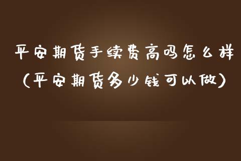 平安期货手续费高吗怎么样（平安期货多少钱可以做）_https://www.cqckcrrc.com_纳指直播_第1张