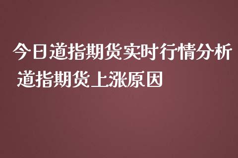 今日道指期货实时行情分析 道指期货上涨原因_https://www.cqckcrrc.com_道指直播_第1张