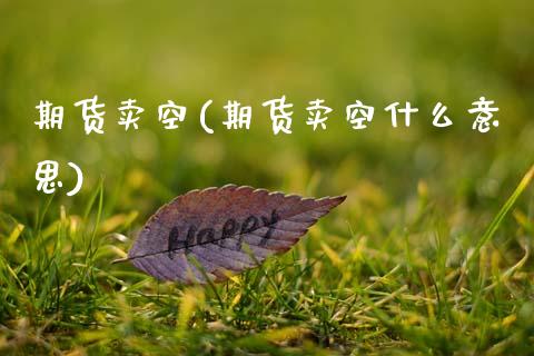 期货卖空(期货卖空什么意思)_https://www.cqckcrrc.com_财经直播室_第1张