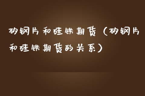 矽钢片和硅铁期货（矽钢片和硅铁期货的关系）_https://www.cqckcrrc.com_期货开户_第1张