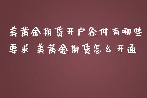 美黄金期货开户条件有哪些要求 美黄金期货怎么开通_https://www.cqckcrrc.com_黄金期货_第1张