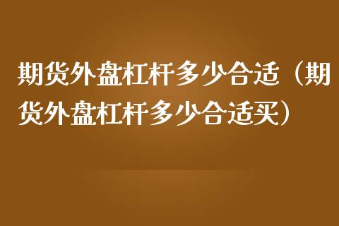 期货外盘杠杆多少合适（期货外盘杠杆多少合适买）_https://www.cqckcrrc.com_恒生指数_第1张