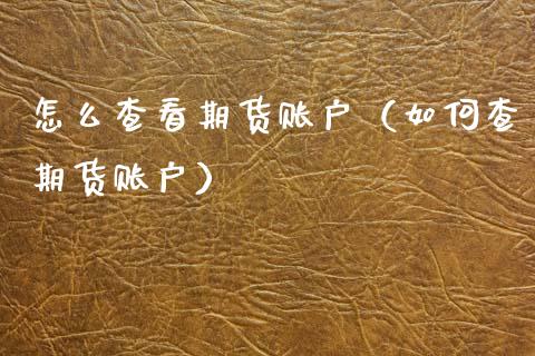 怎么查看期货账户（如何查期货账户）_https://www.cqckcrrc.com_财经要闻_第1张