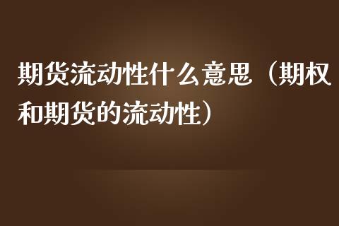 期货流动性什么意思(期权和期货的流动性)_恒生指数_第1张_期货投资网 期货流动性什么意思(期权和期货的流动性)_https://www.cqckcrrc.com_恒生指数_第1张