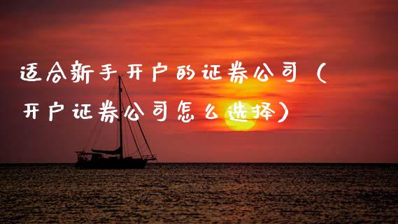 适合新手开户的证券公司（开户证券公司怎么选择）_https://www.cqckcrrc.com_道指直播_第1张