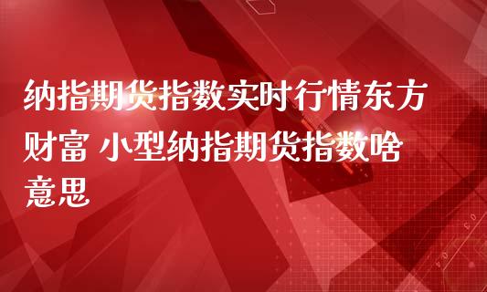 纳指期货指数实时行情东方财富 小型纳指期货指数啥意思_https://www.cqckcrrc.com_纳指直播_第1张
