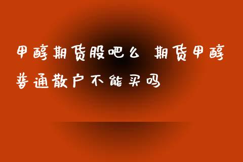 甲醇期货股吧么 期货甲醇普通散户不能买吗_https://www.cqckcrrc.com_纳指直播_第1张