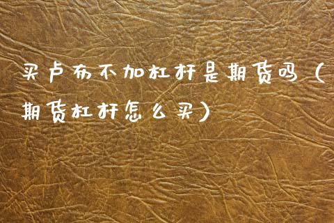买卢布不加杠杆是期货吗（期货杠杆怎么买）_https://www.cqckcrrc.com_原油期货_第1张