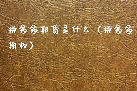 拼多多期货是什么(拼多多期权)_基金理财_第1张_期货投资网 拼多多期货是什么(拼多多期权)_https://www.cqckcrrc.com_基金理财_第1张
