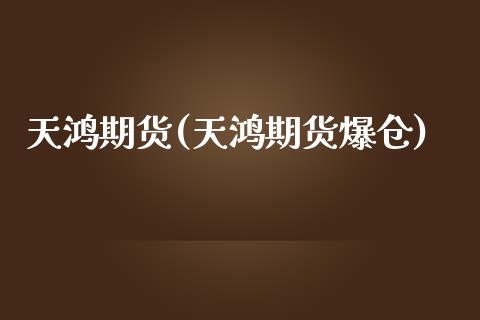 天鸿期货(天鸿期货爆仓)_https://www.cqckcrrc.com_道指直播_第1张