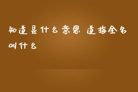 知道是什么意思 道指全名叫什么_https://www.cqckcrrc.com_道指直播_第1张