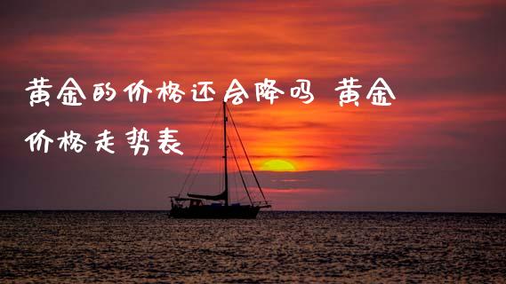 黄金的价格还会降吗 黄金价格走势表_https://www.cqckcrrc.com_恒生指数_第1张