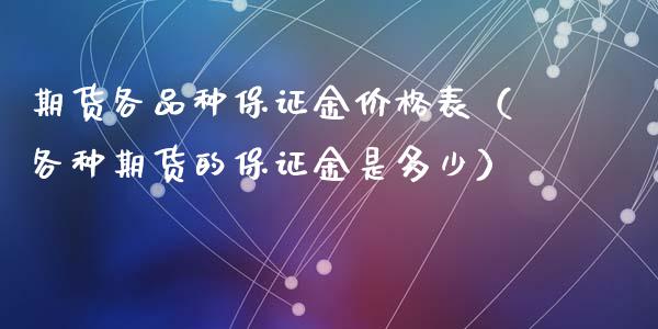 期货各品种保证金价格表（各种期货的保证金是多少）_https://www.cqckcrrc.com_期货行情_第1张